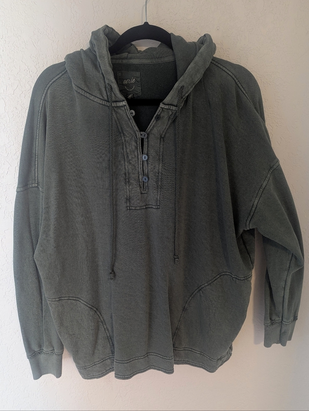 Aerie Washed Olive Green Hoodie Pullover Size Medium